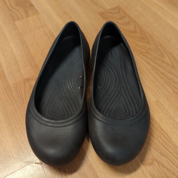 Crocs at Work Shoes Ballet Flats Womens 8 Black Casual Slip Resistant Comfort - Picture 2 of 7